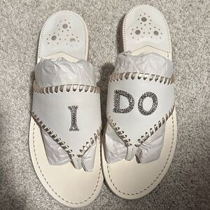 Jacks Embellished "I DO" Leather Flat Sandal Size 8.5. Worn once
